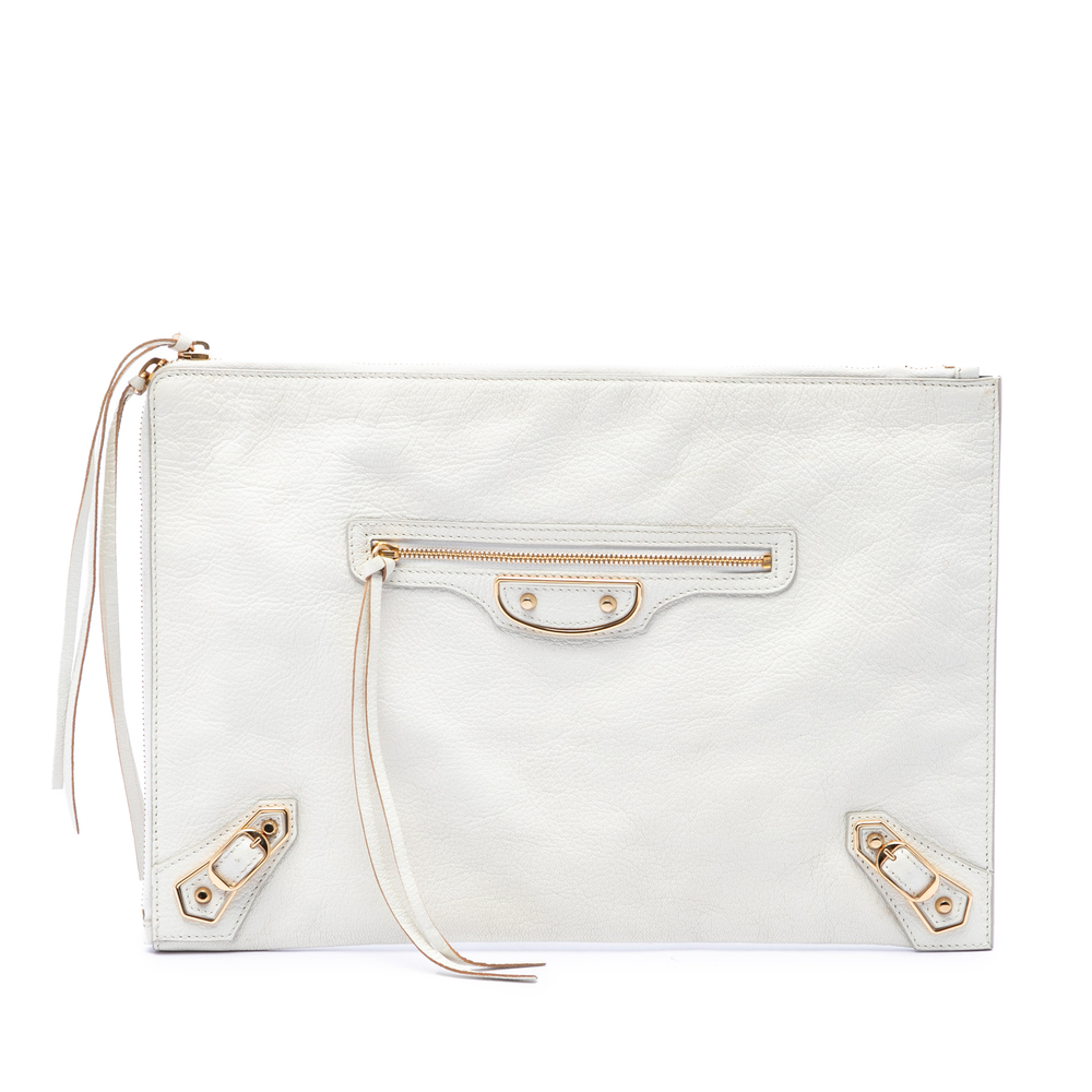 Pre-Loved Balenciaga Goatskin Motocross Classic Metallic Edge Clutch